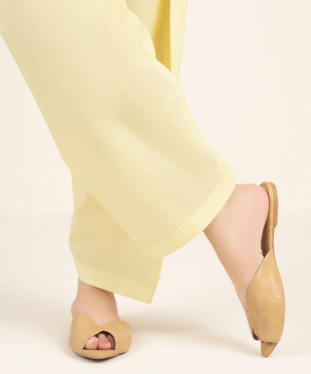 Women's RTW Cambric Solid Yellow Shalwar