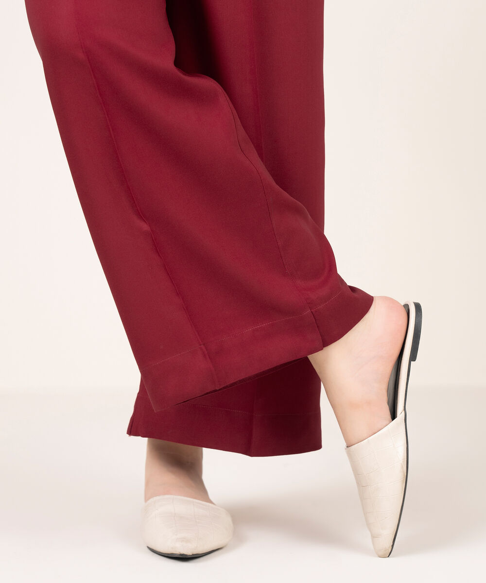Women's RTW Khaddar Solid Maroon Culottes