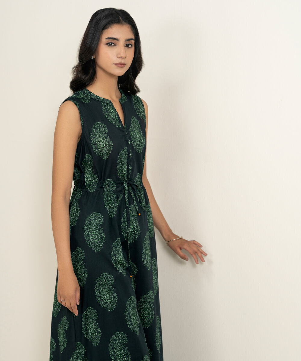 Women's RTW Lawn Printed Black Dress Shirt
