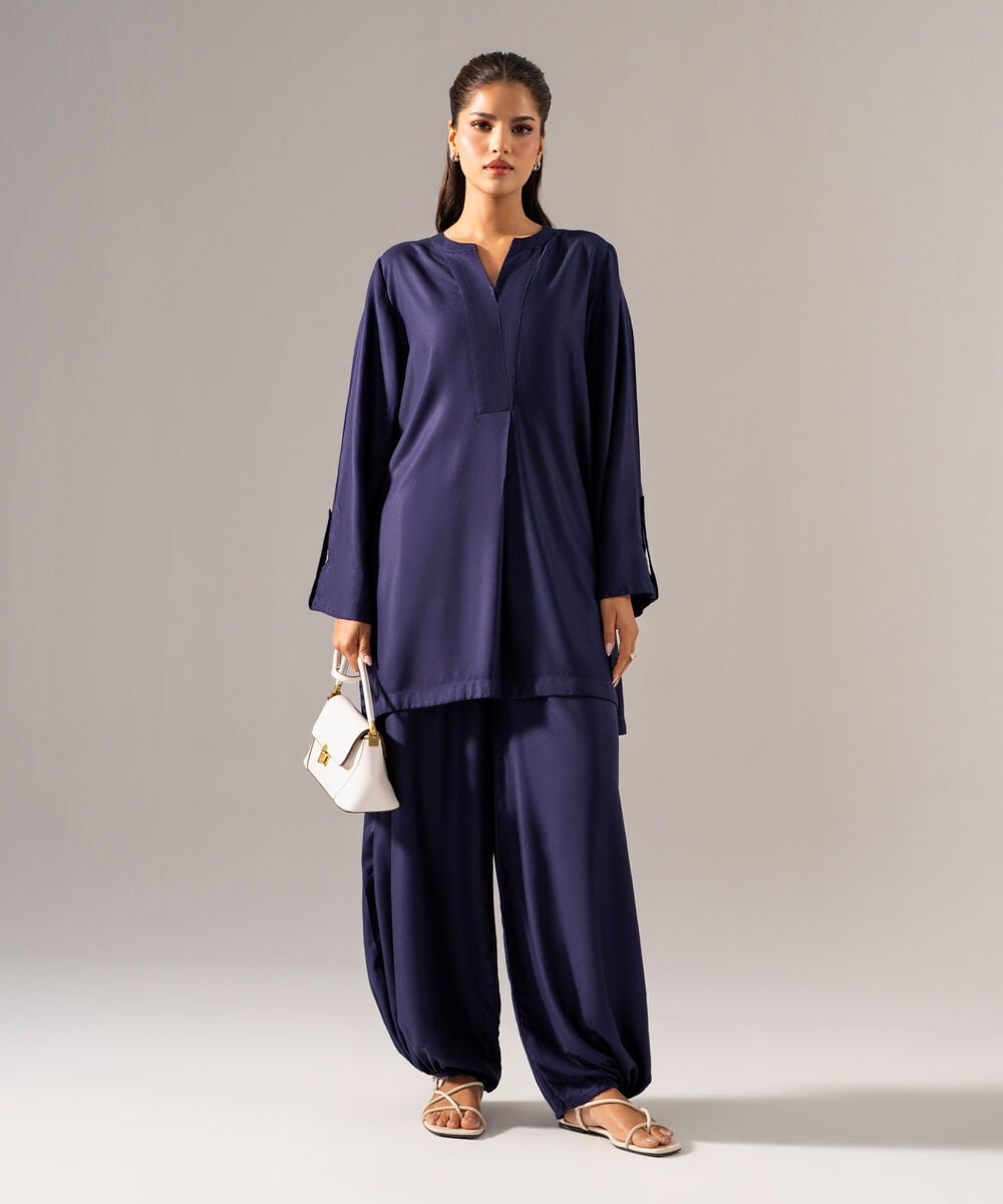 Women's RTW Bedford Solid Dark Blue 2 Piece Suit