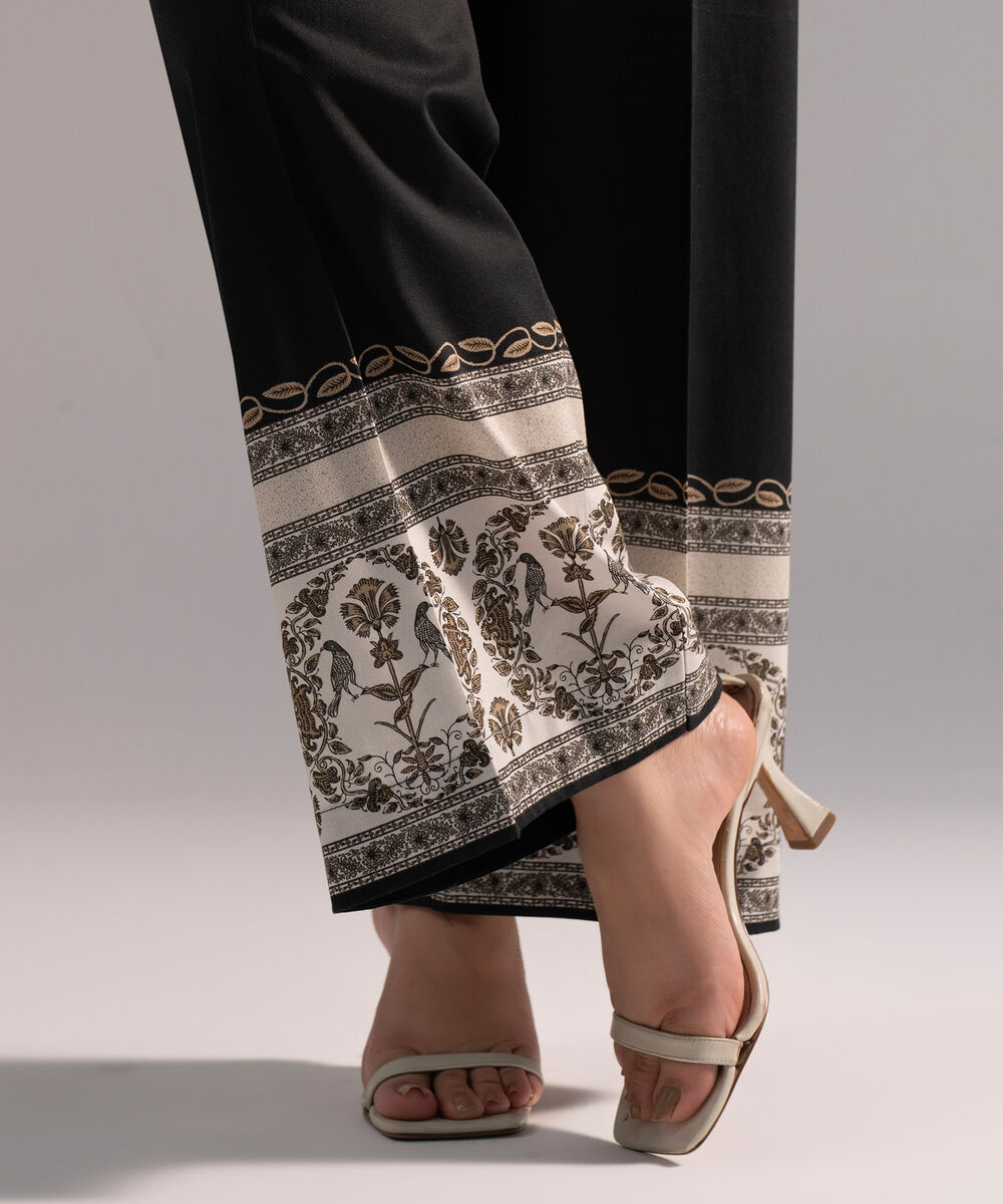 Women's RTW Cambric Printed Black Culottes