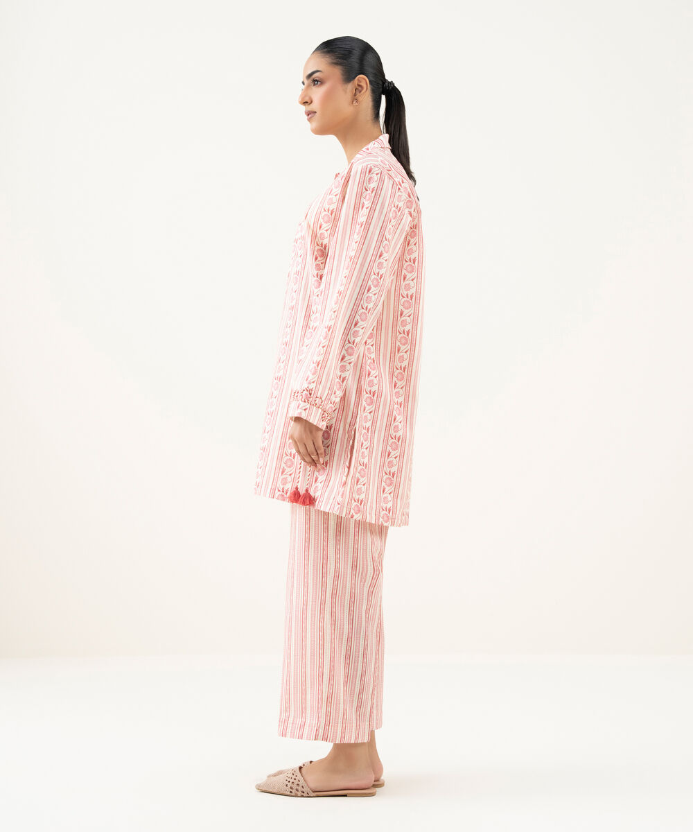 Women's RTW Crosshatch Printed Off White Straight Shirt