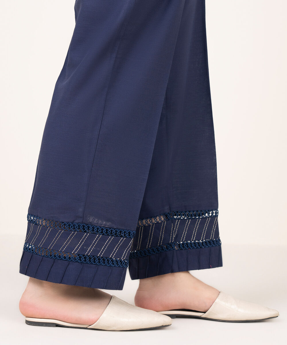 Women's RTW Khaddar Solid Blue Culottes