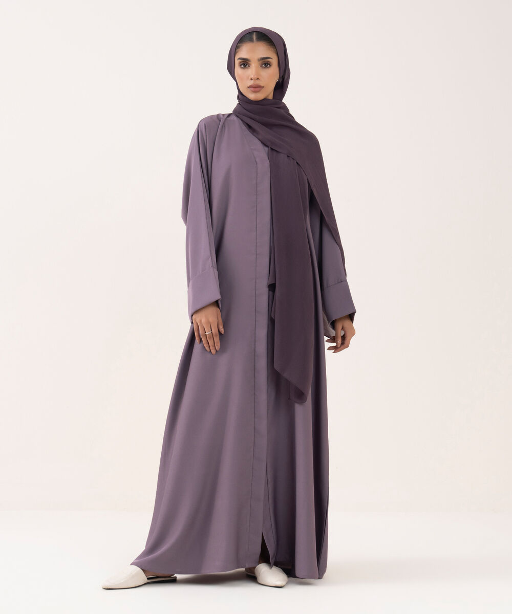 Women's Mauve Polyester Abaya