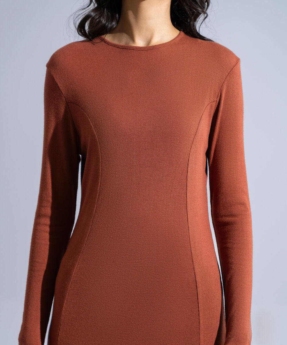 Women's Western Wear Rust Long Knit Dress