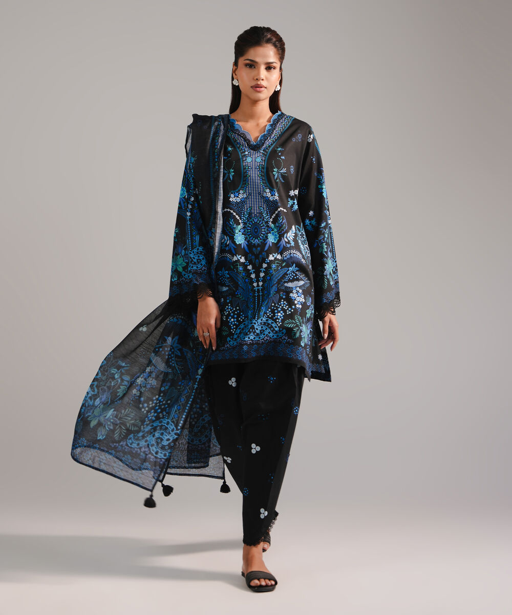 Manaar Printed Black Dupatta
