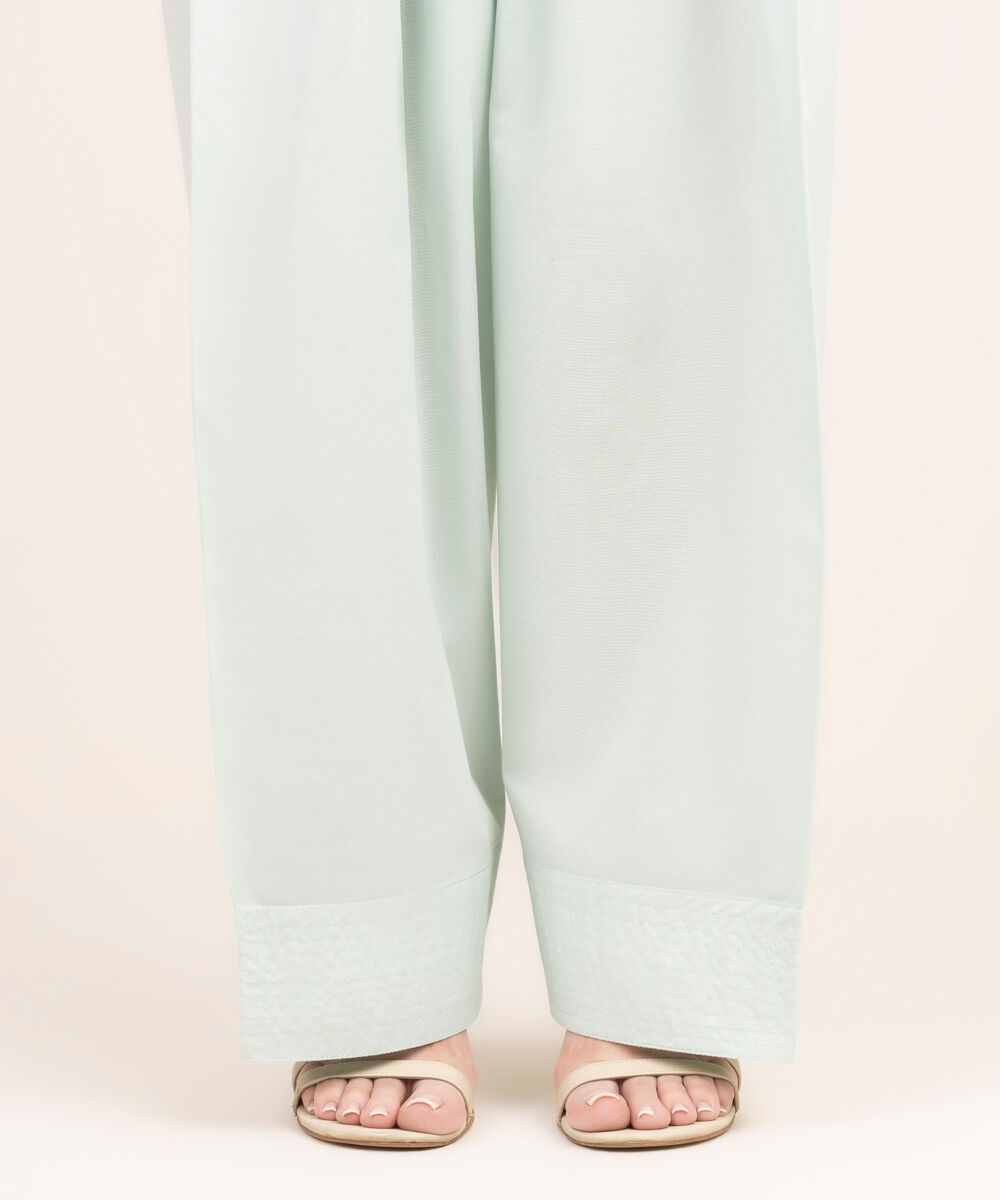 Women's RTW Cambric Solid Blue Shalwar