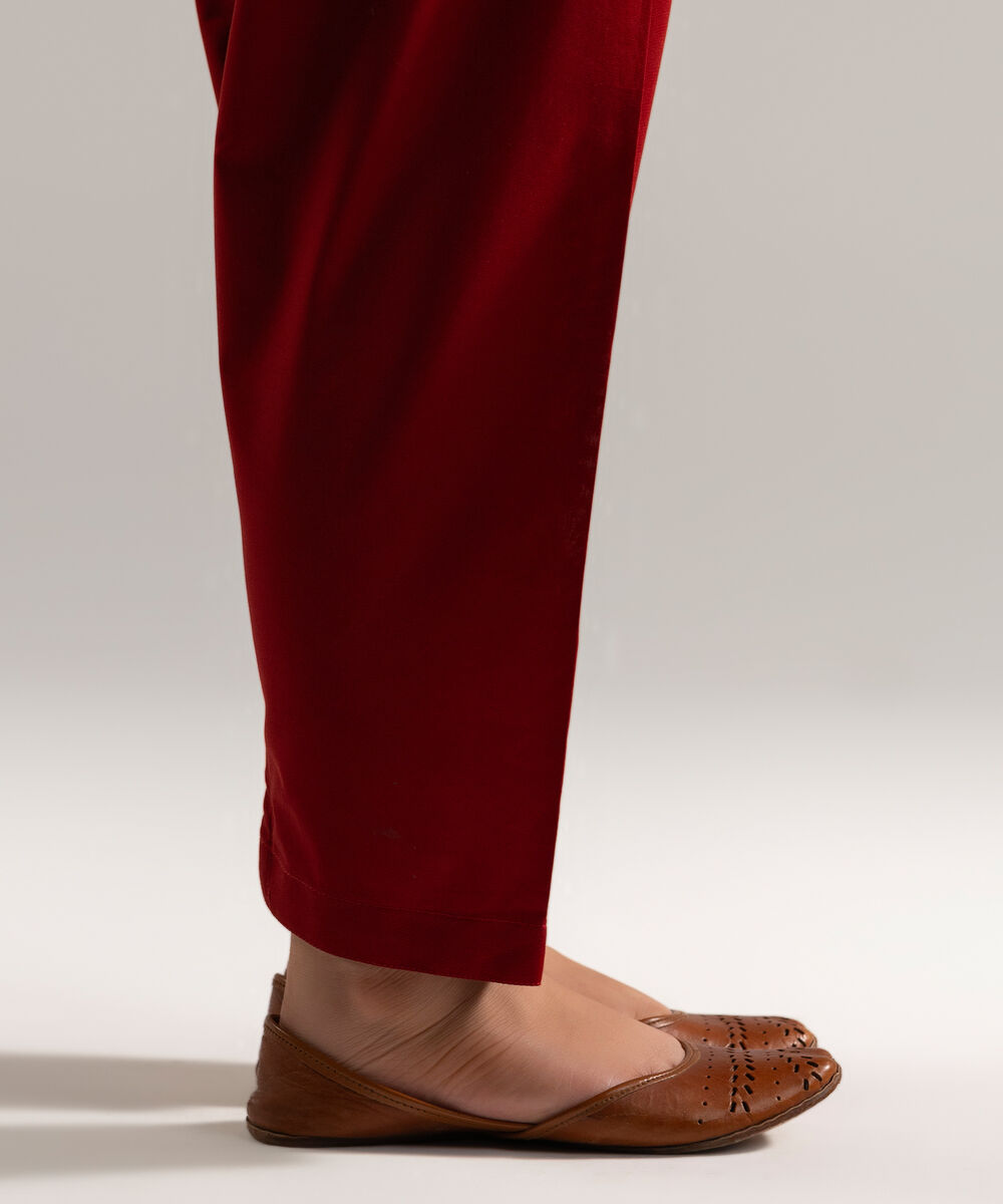 Women's RTW Cambric Solid Red Skinny Shalwar