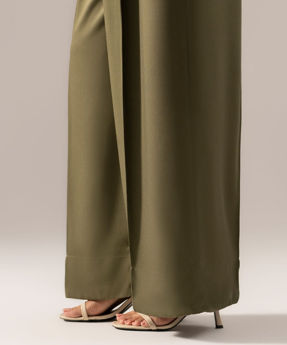 Women's RTW Solid Olive Green Bedford Culottes