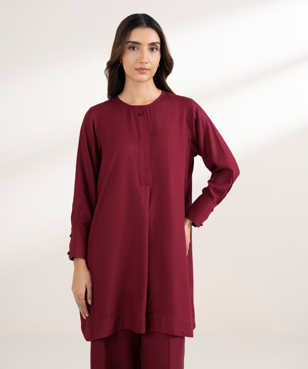 Women's RTW Bedford Solid Purple Straight Shirt