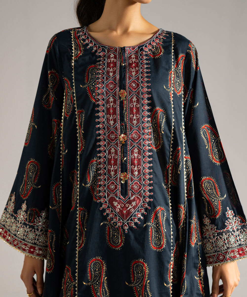Women's RTW Lawn Embroidered Black 3 Piece Suit
