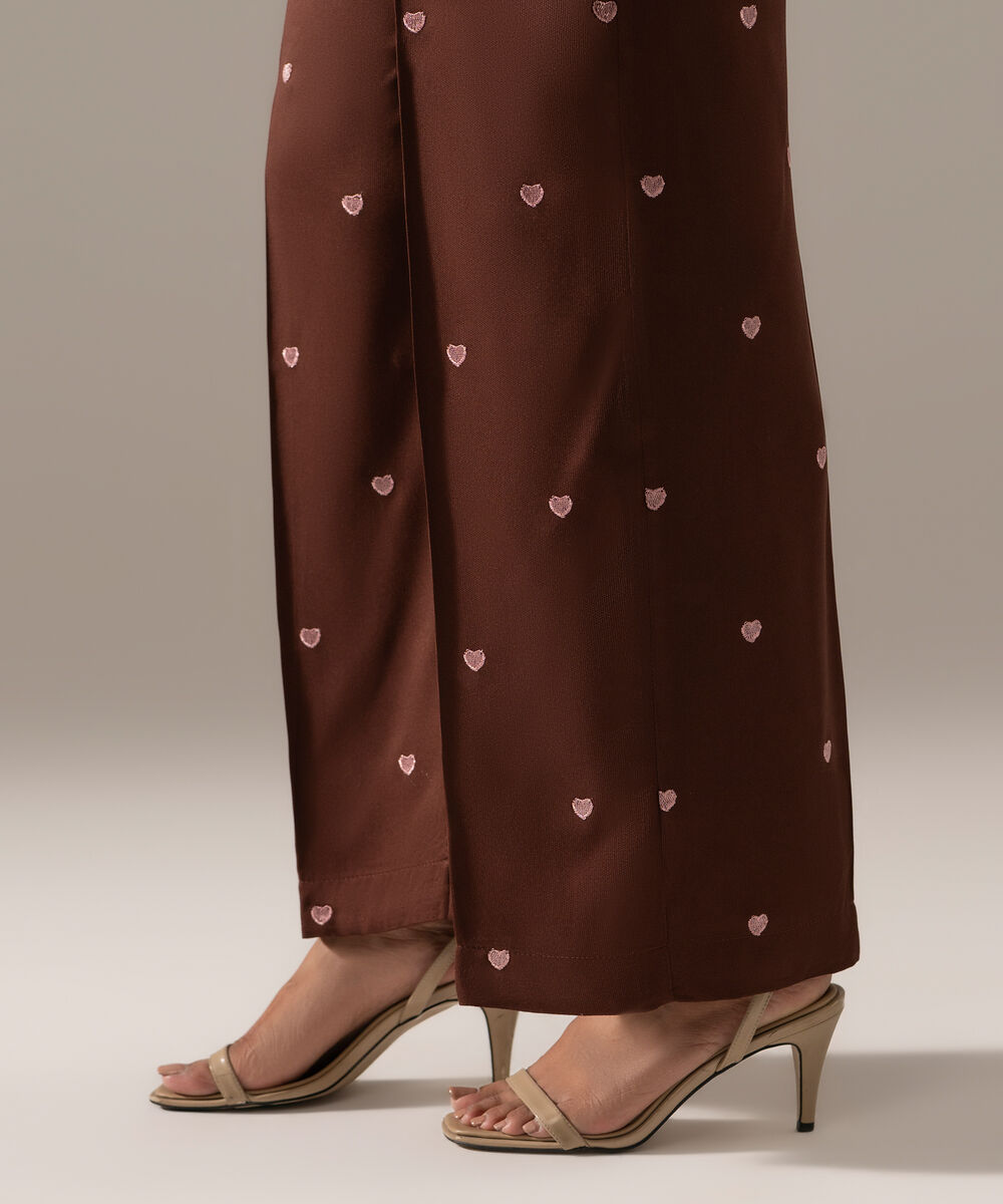 Women's RTW Bedford Solid Brown Farshi Shalwar