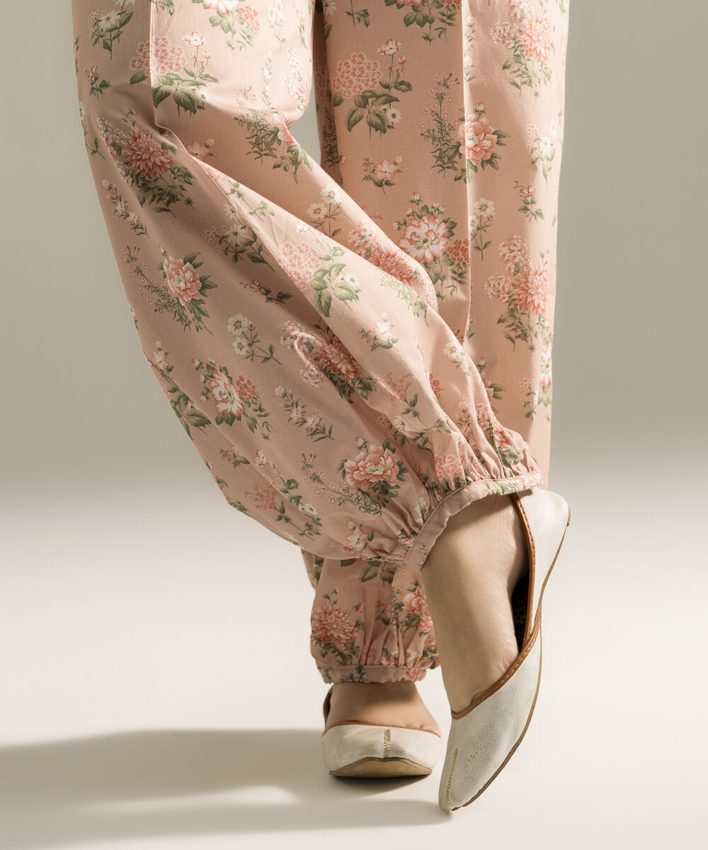 Women's RTW Cambric Printed Pink Balloon Pants