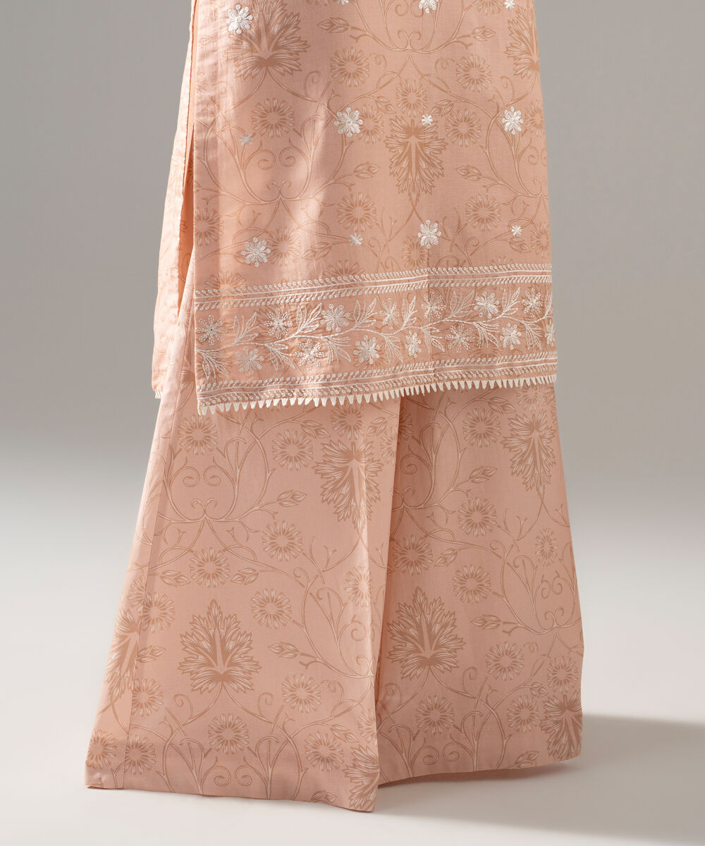 Women's RTW Fancy Khaddar Printed Embroidered Pink 2 Piece Suit