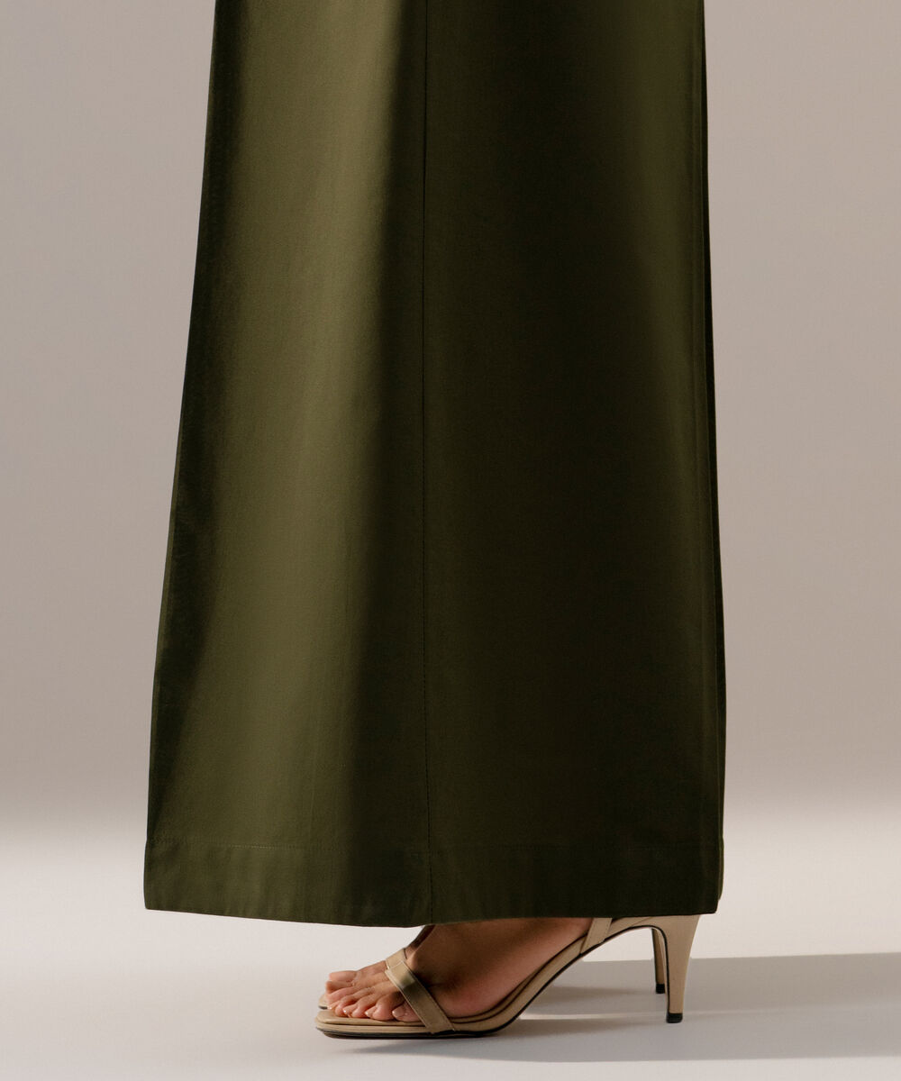 Women's RTW Cambric Solid Green Culotte