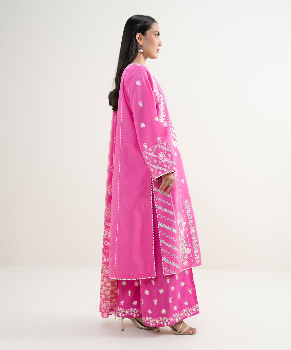 Women's RTW Zari Lawn Embroidered Pink 3 Piece Suit