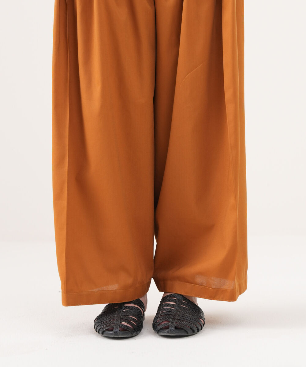 Women's RTW Cotton Viscose Solid Brown Shalwar