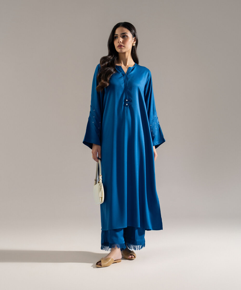 Women's RTW Bedford Solid Blue 2 Piece Suit