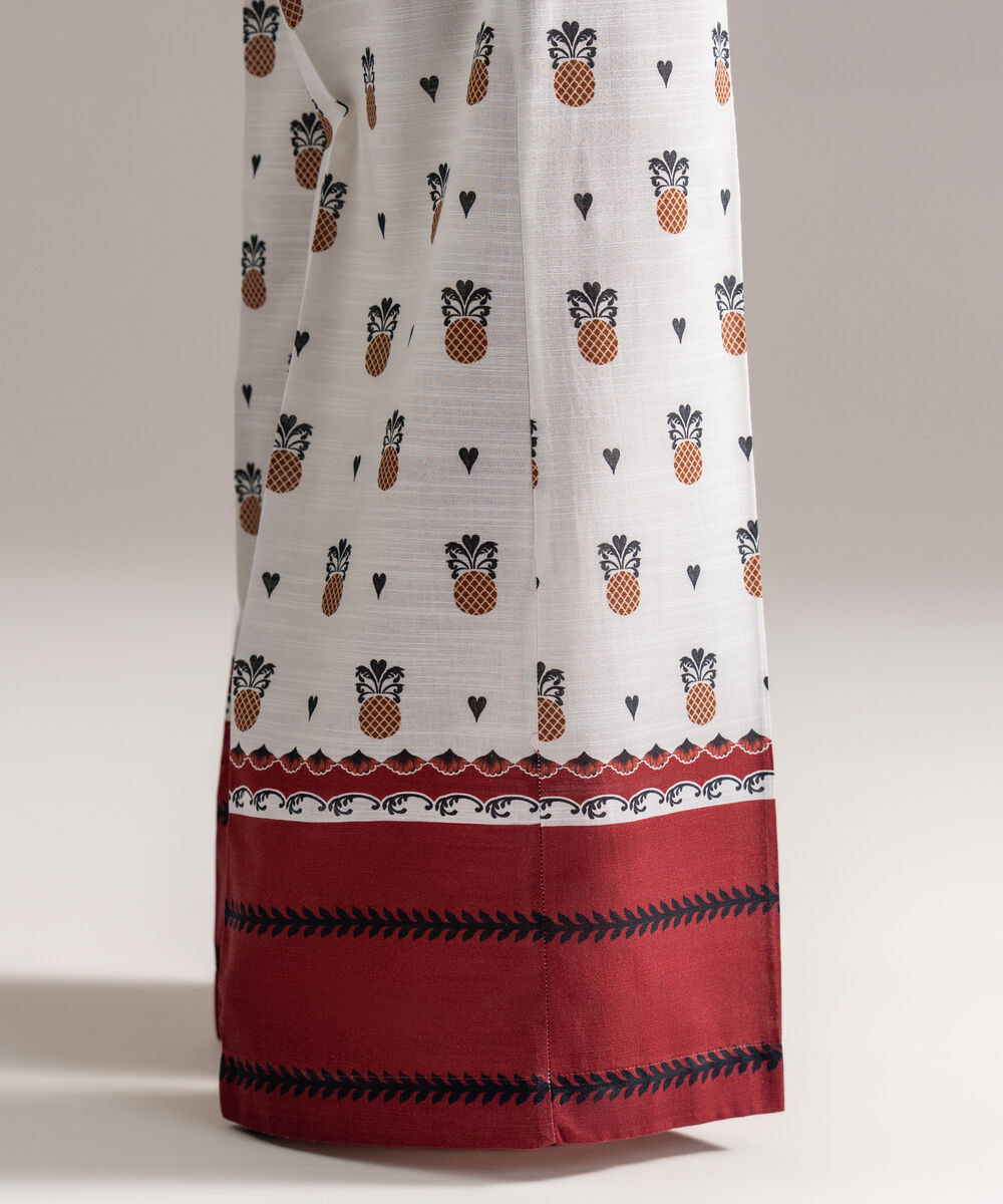 Women's RTW Khaddar Printed White Flared Pants