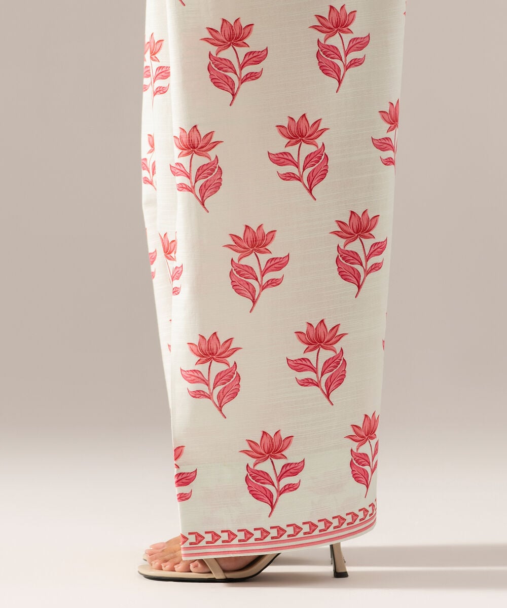 Women's RTW Printed Off White Khaddar Farshi Shalwar