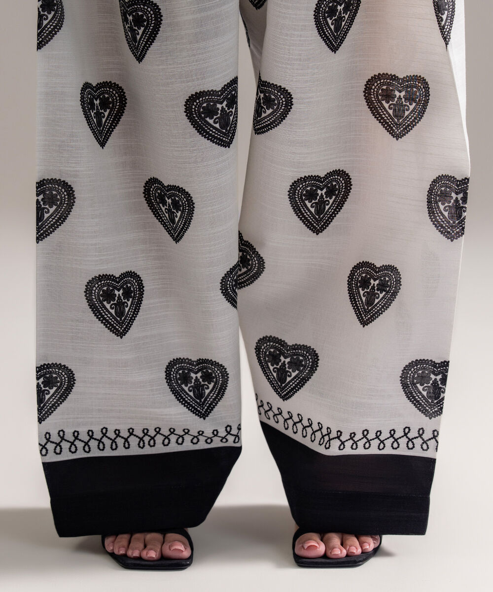 Women's RTW Khaddar Printed White Farshi Shalwar
