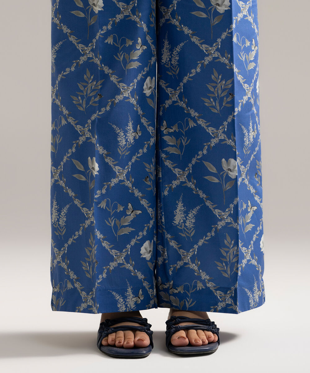 Women's RTW Cambric Printed Blue Culottes