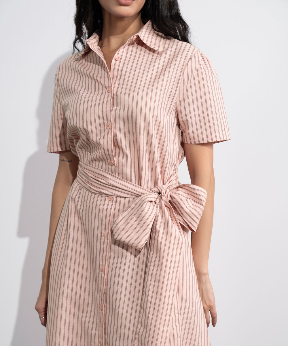 Women's Multi Linen Blend Striped Dress