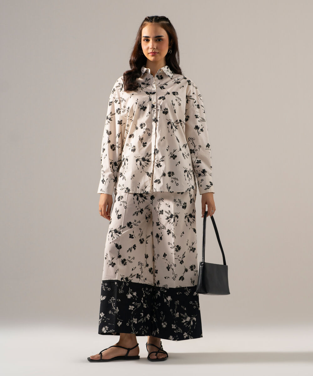 Women's RTW Poplin Printed White Top
