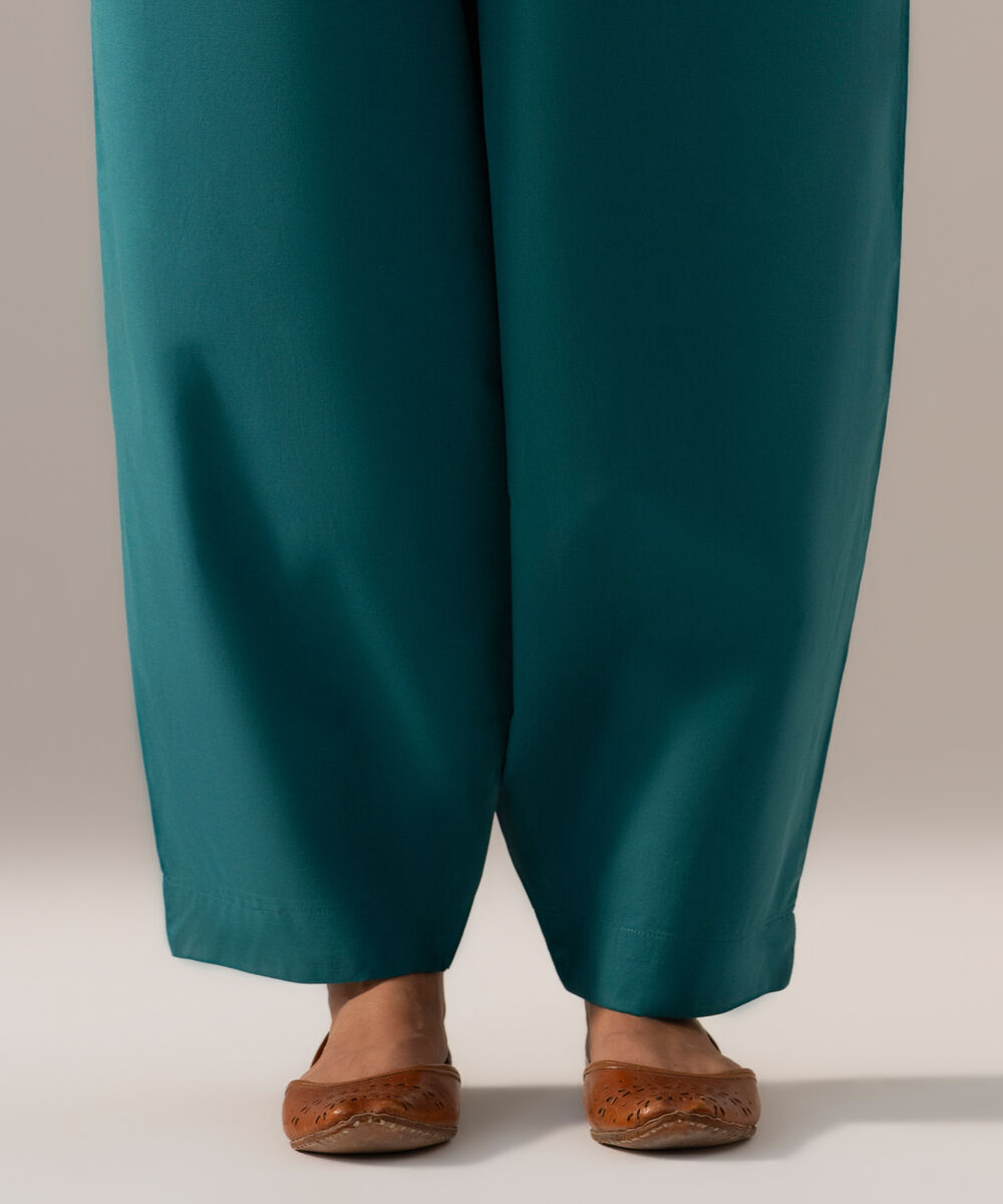 Women's RTW Cambric Solid Teal Regular Shalwar