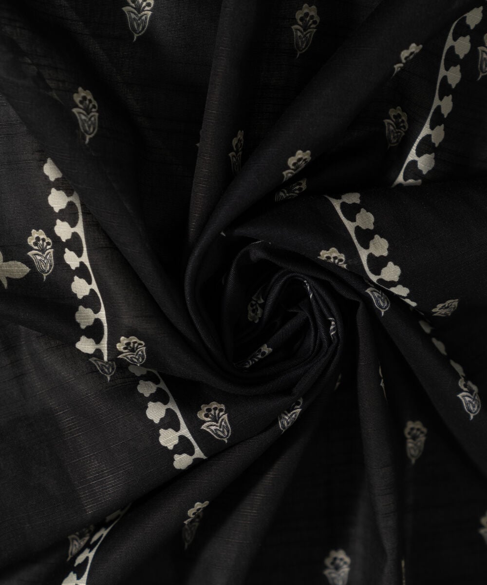 Women's RTW Printed Black Khaddar Dupatta