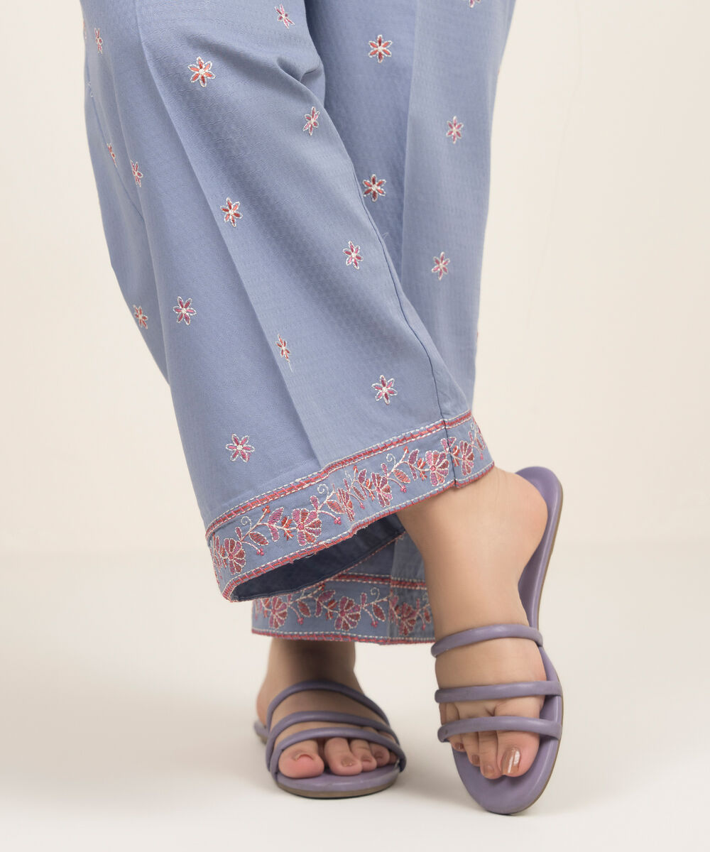 Women's RTW Dobby Embroidered Grey Culottes