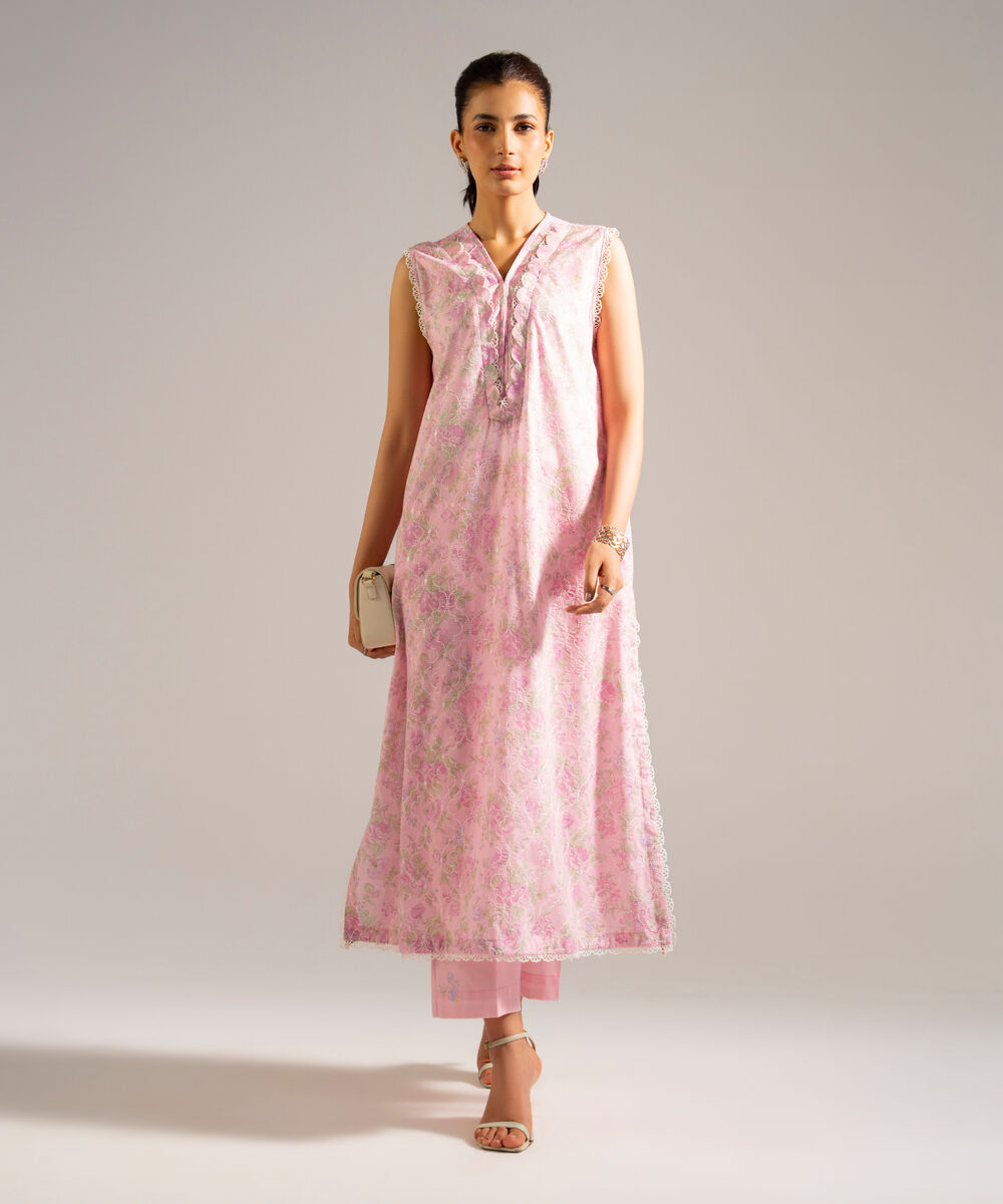 Women's RTW Lawn Embroidered Pink 2 Piece Suit