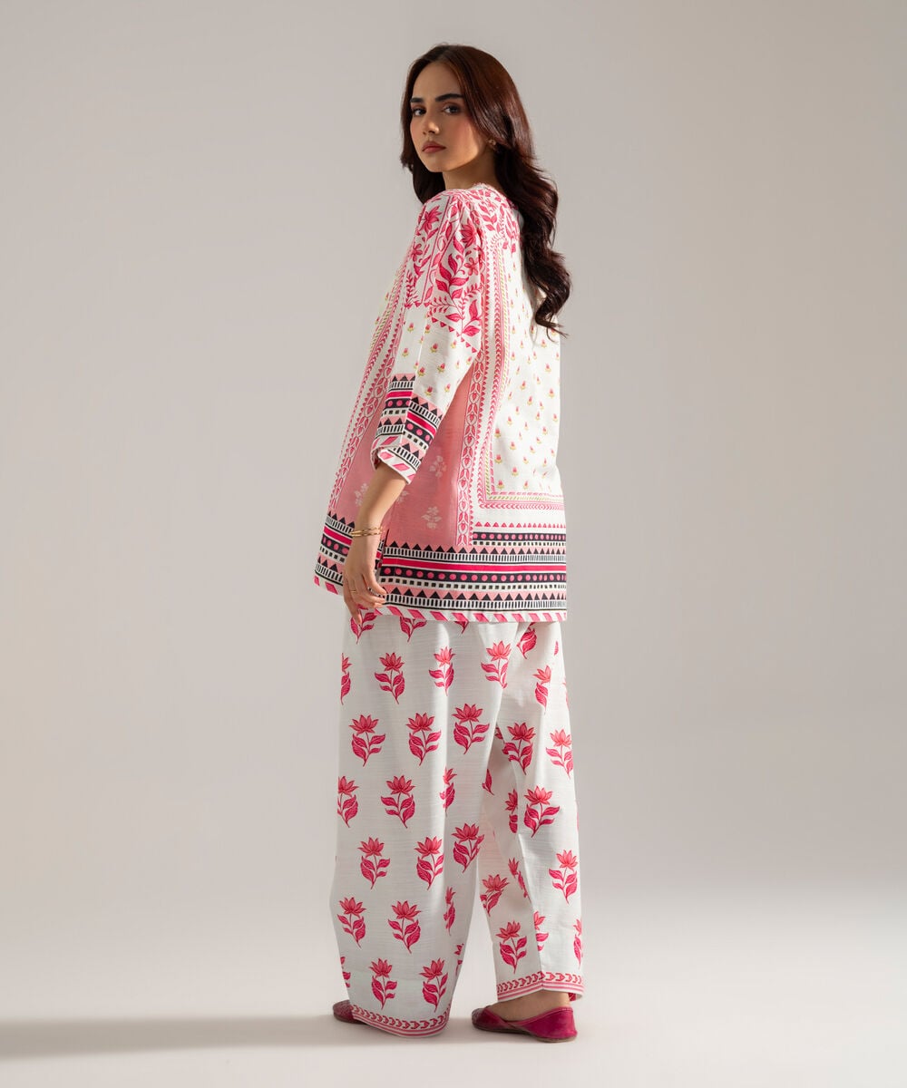 Women's RTW Printed Off White Khaddar Drop Shoulder Shirt