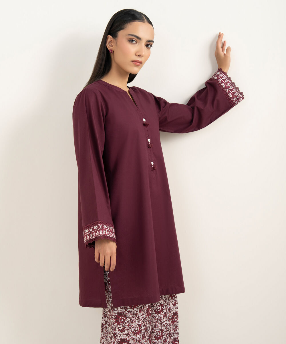 Women's RTW Cambric Solid Pink Straight Shirt