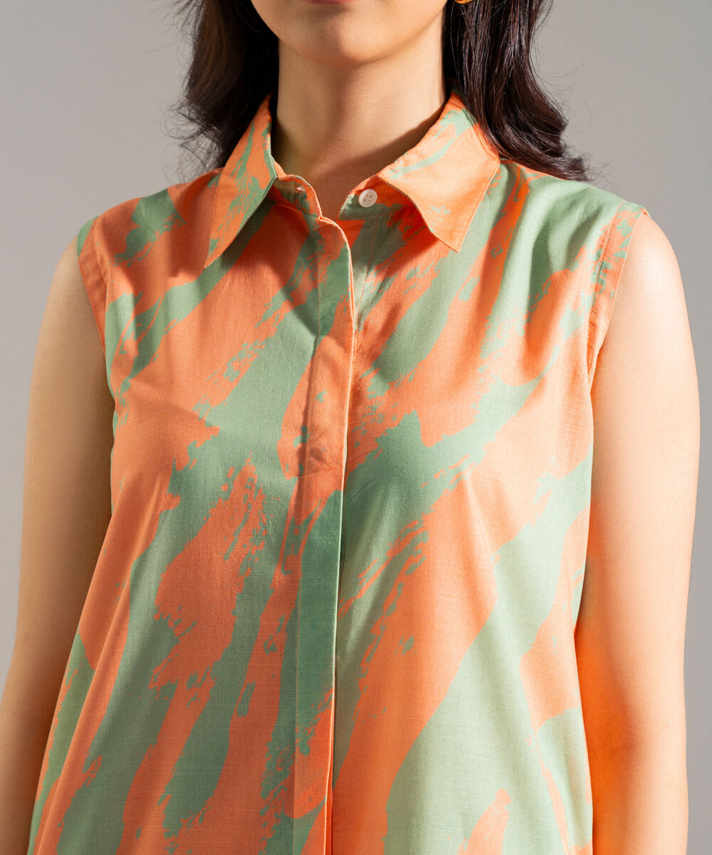 Women's RTW Slub Lawn Printed Multi Straight Shirt