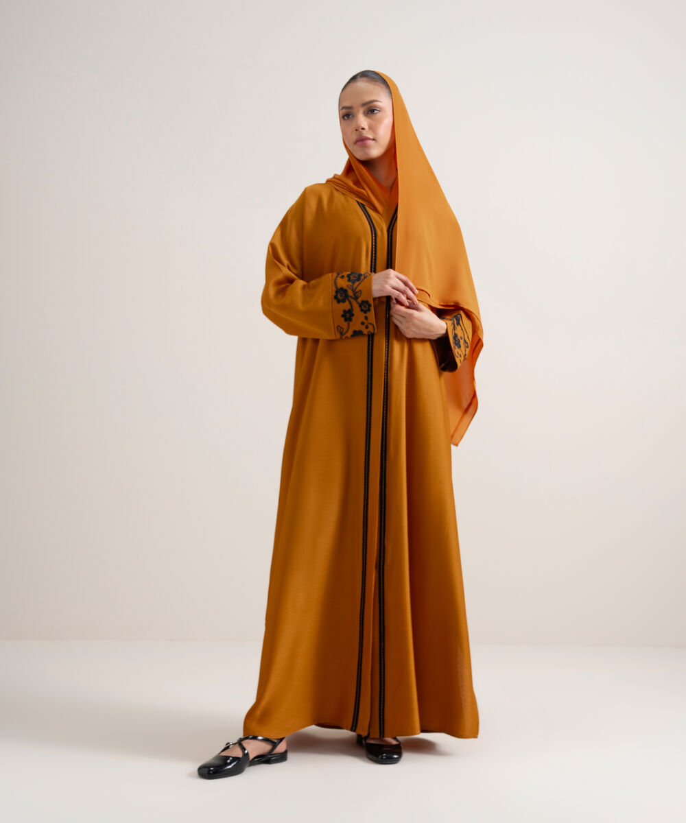 Women's Rust Embroidered Kimono Set