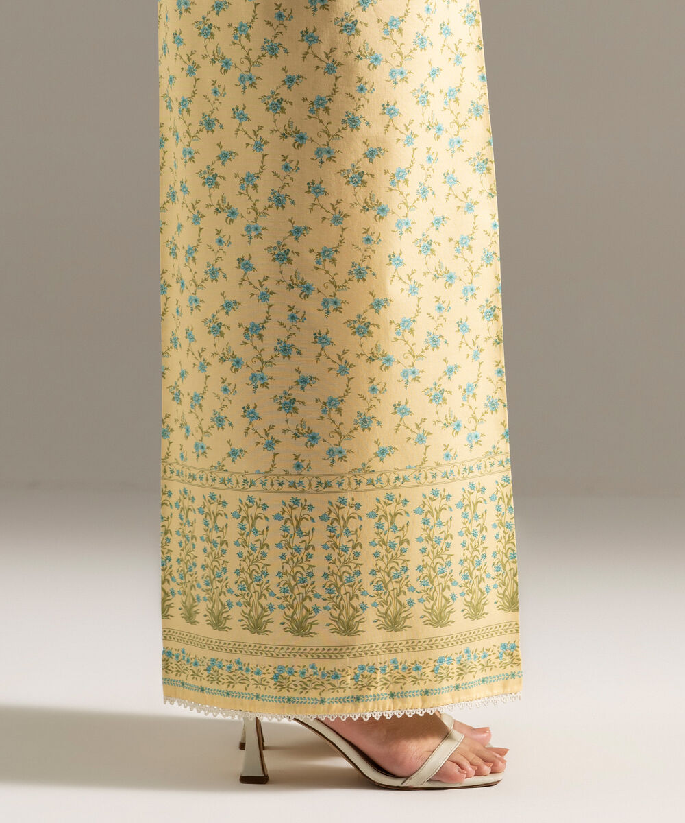Women's RTW Cambric Printed Yellow Flared Pants