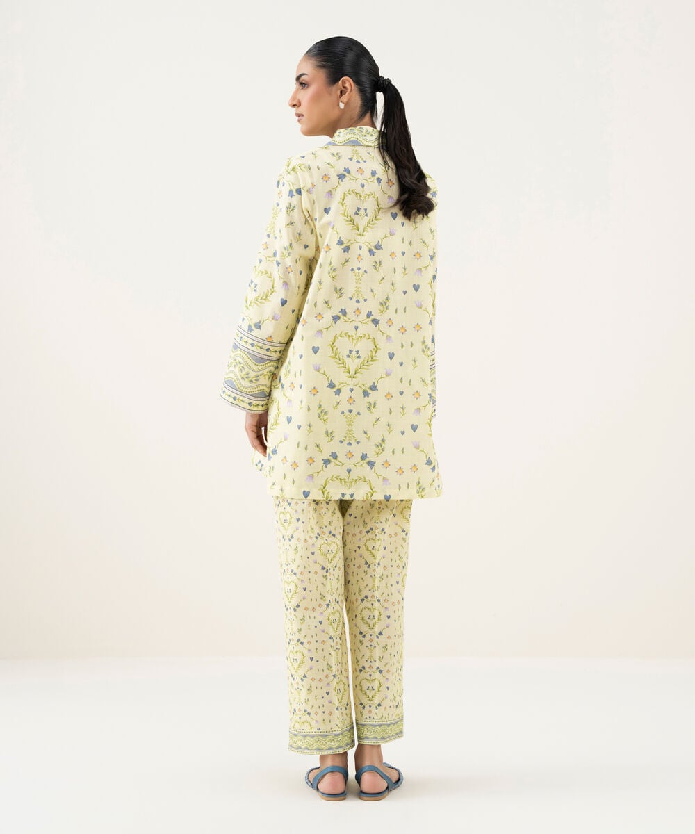 Women's RTW Crosshatch Printed Pale Yellow Straight Shirt