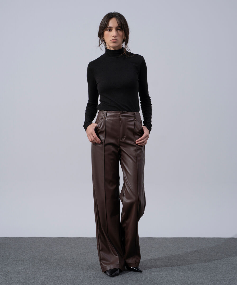 Women's Western Wear Black Viscose Turtleneck Knit Top