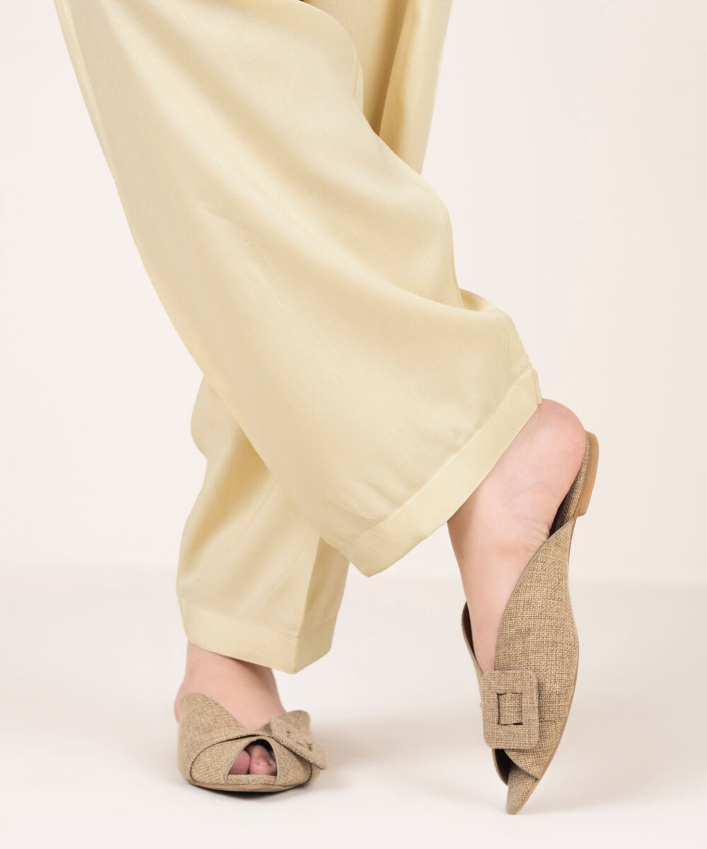 Women's RTW Khaddar Solid Off White Shalwar