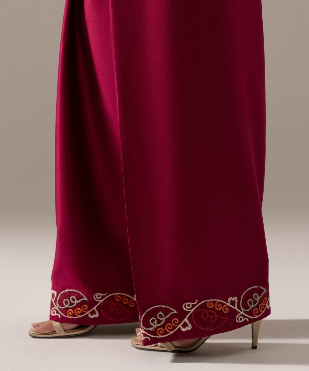 Women's RTW Bedford Solid Plum Farshi Shalwar