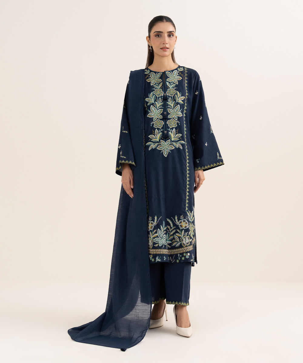 Solid Manaar Blue Dupatta