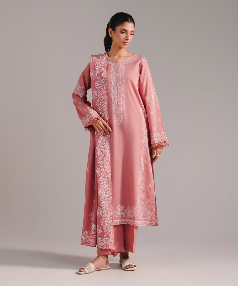 Lawn Printed Pink Dupatta