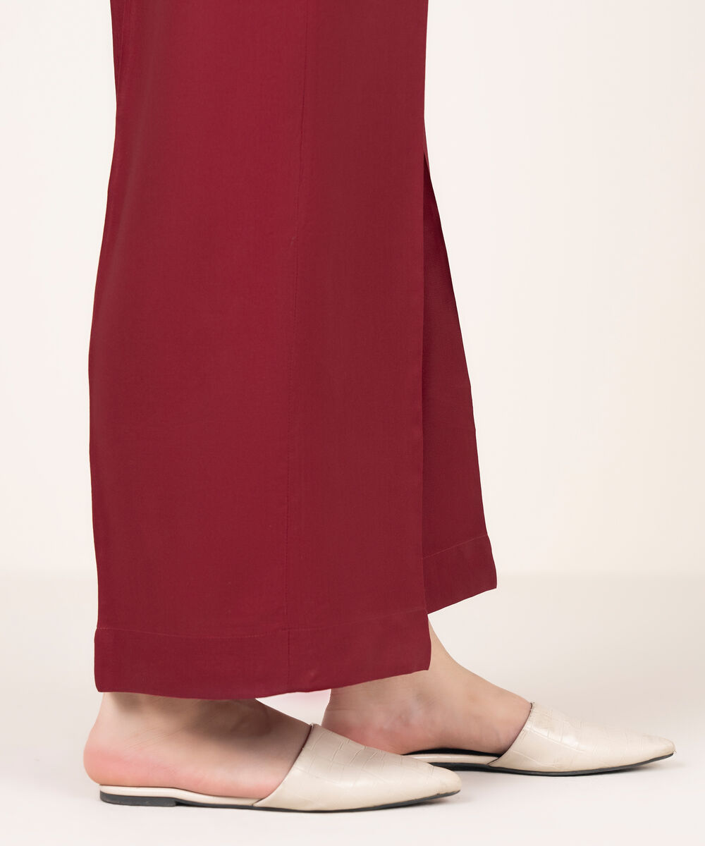Women's RTW Khaddar Solid Maroon Culottes