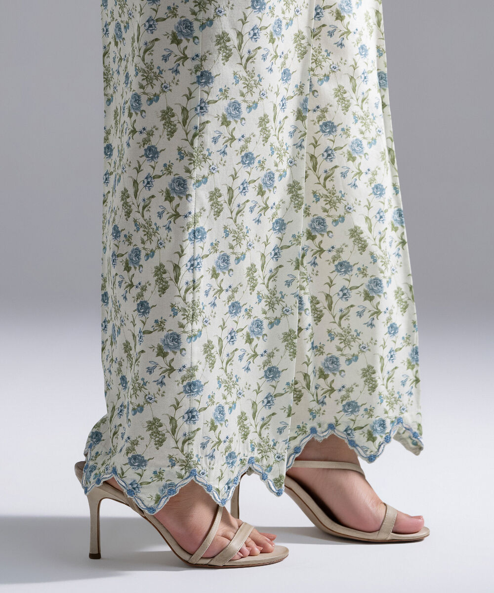 Women's RTW Cambric Embroidered Mint Green Culottes