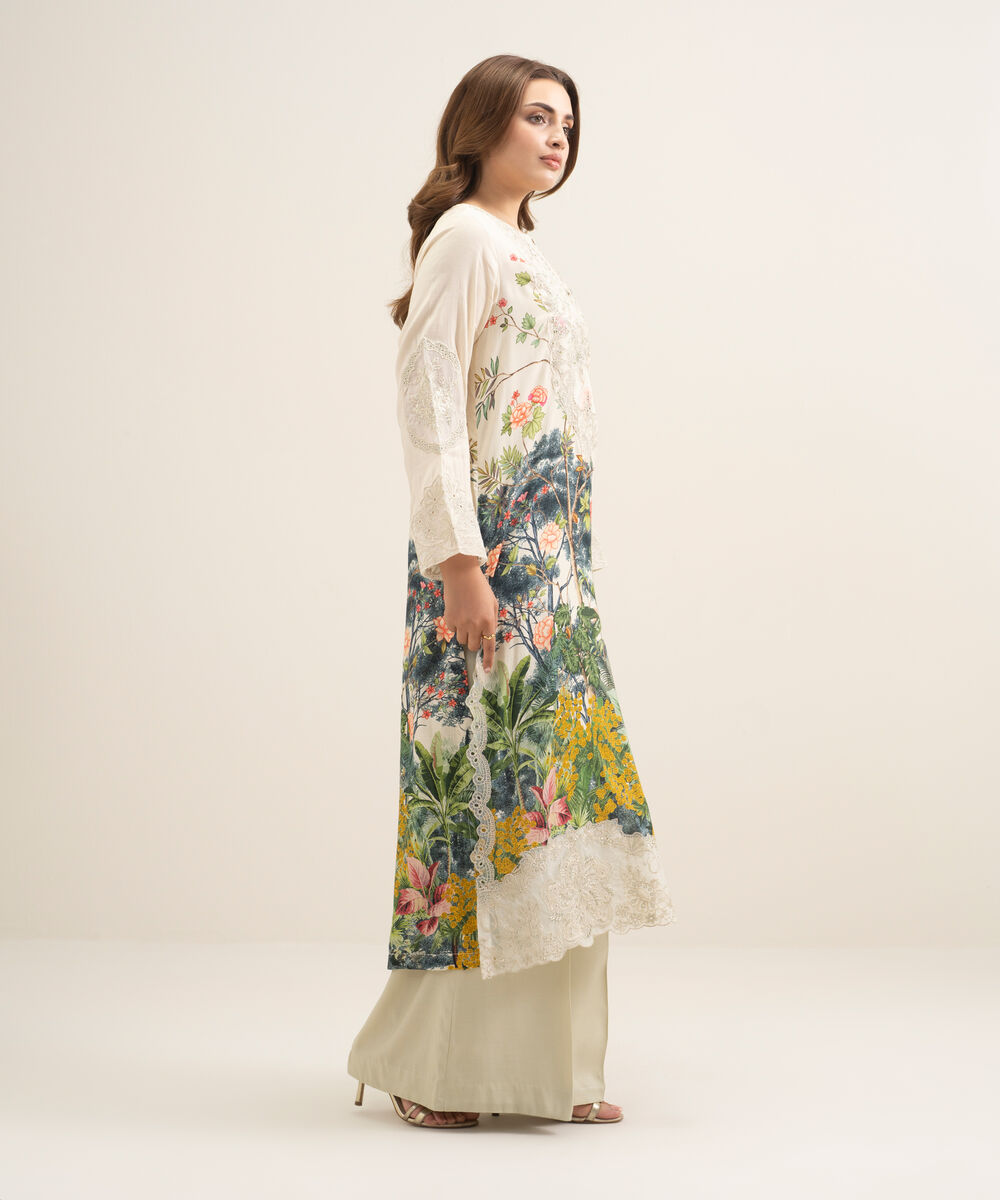 Women's RTW Viscose Raw Silk Embroidered Multi 2 Piece Suit