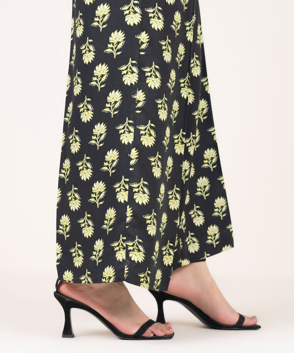 Women's RTW Dobby Printed Black Culottes