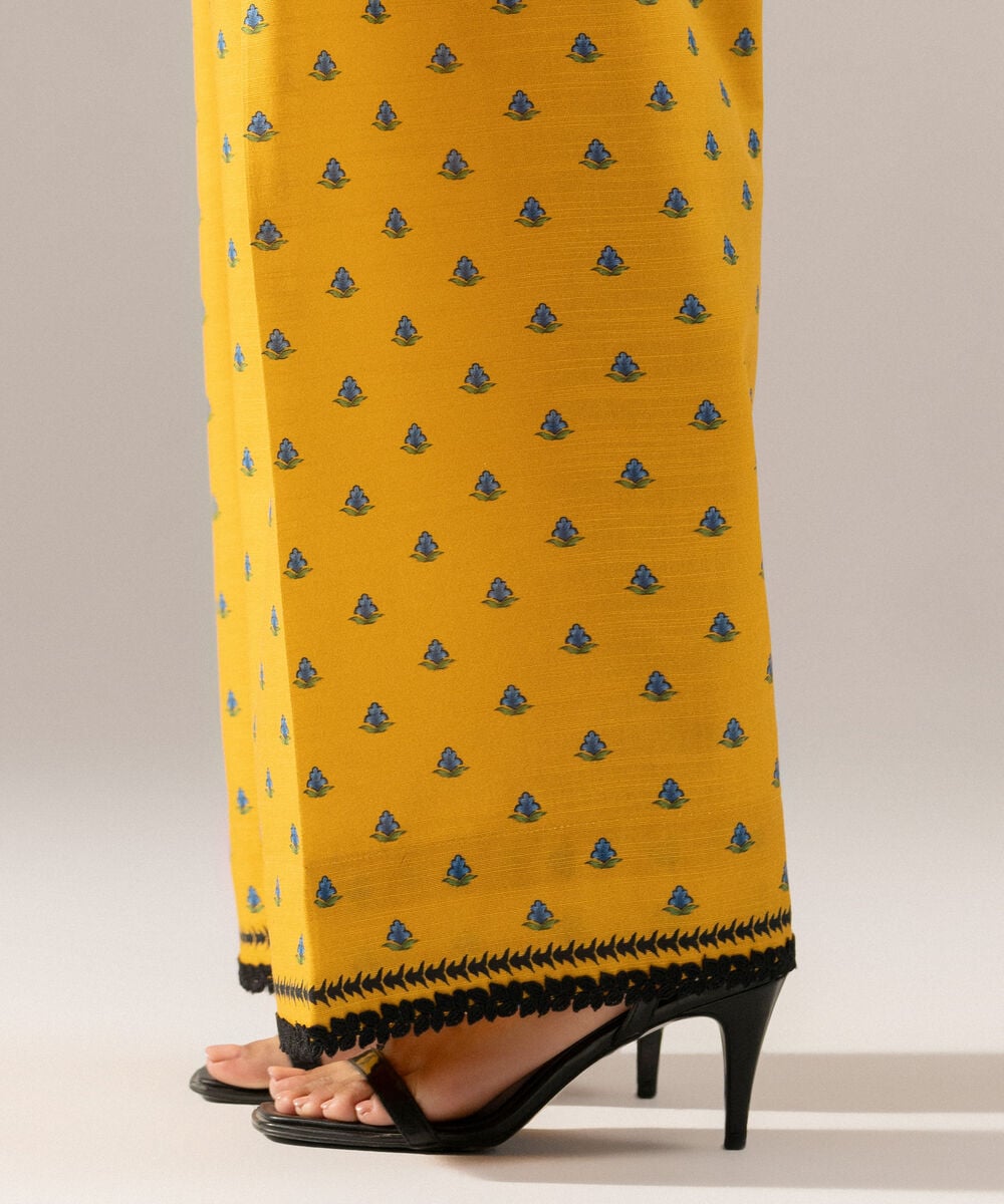 Women's RTW Printed Yellow Khaddar Farshi Shalwar