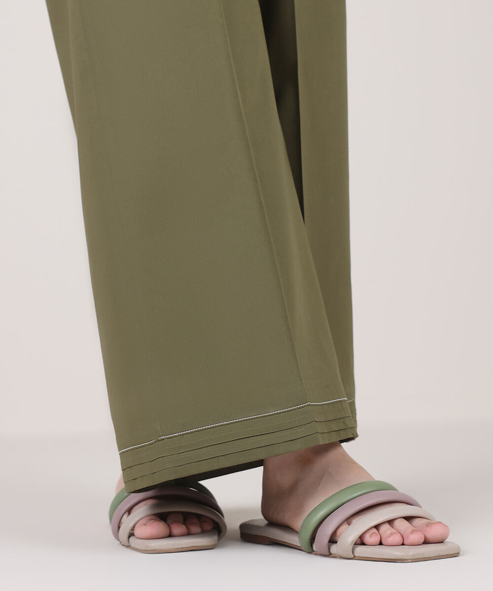 Women's RTW Cambric Green Solid Culottes