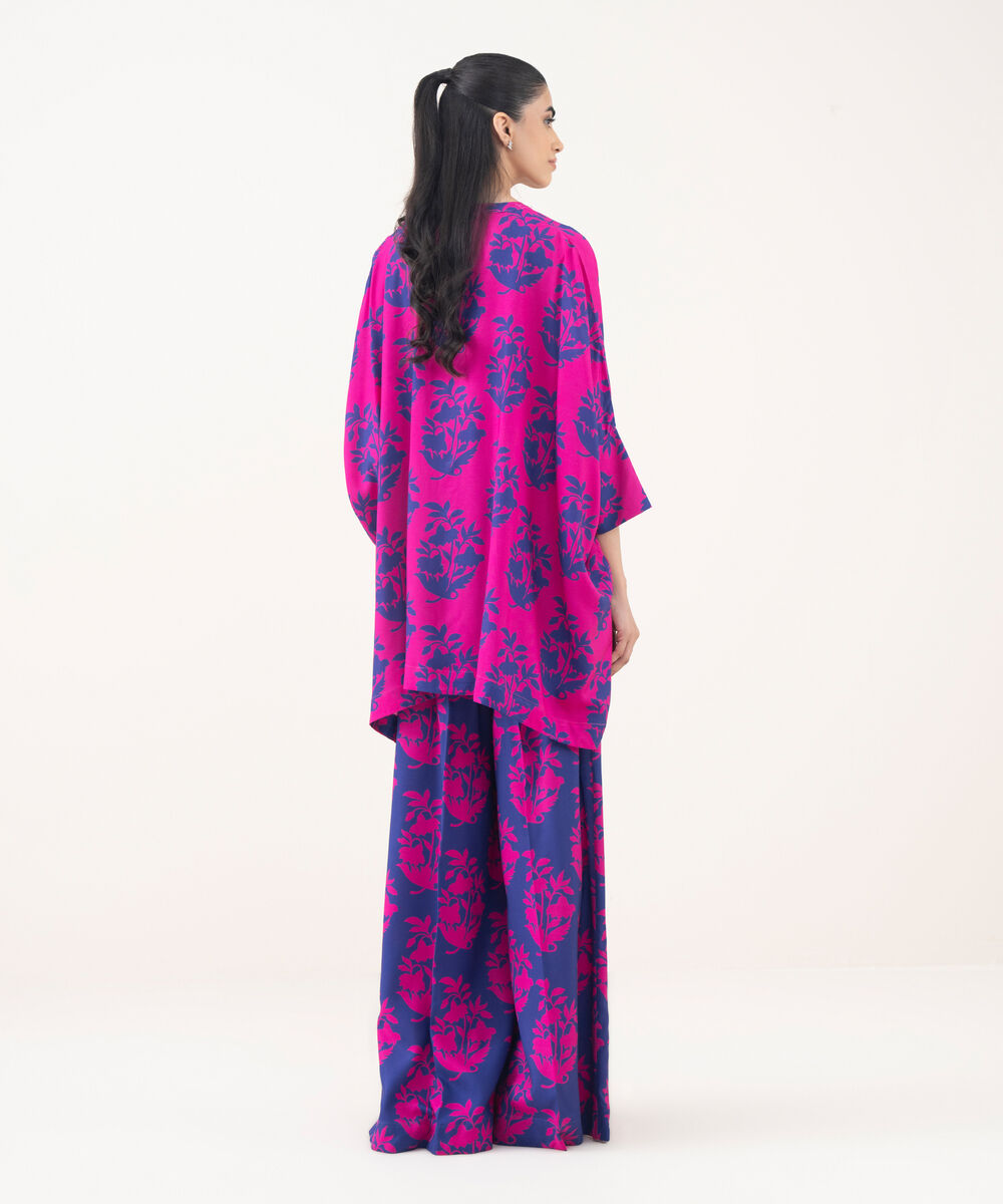 Women's RTW Viscose Linen Pink Printed Boxy Shirt